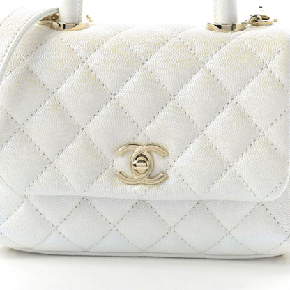 Chanel Iridescent Caviar Quilted Extra Mini Coco Handle Flap Ivory 10 of 11
