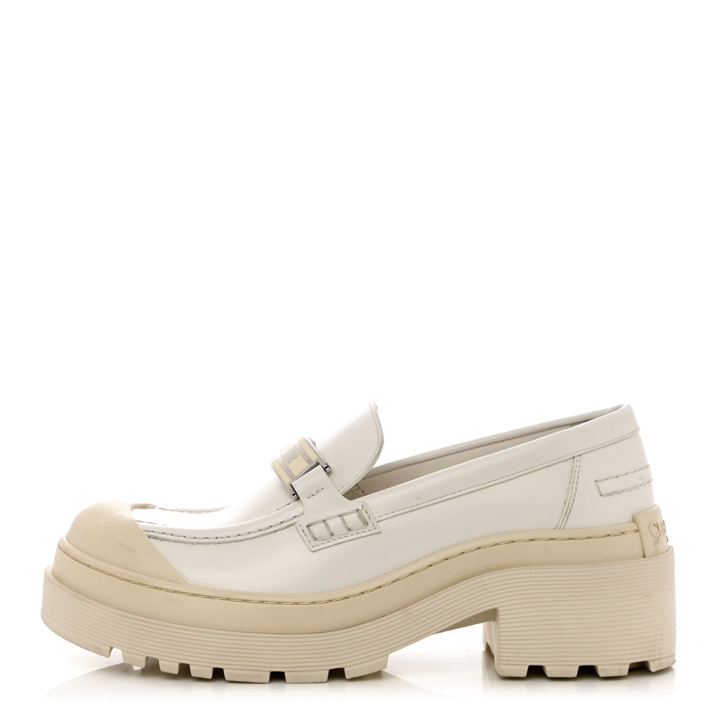 Brushed Calfskin Dior Code Lug Sole Platform 35mm Loafers 37 White