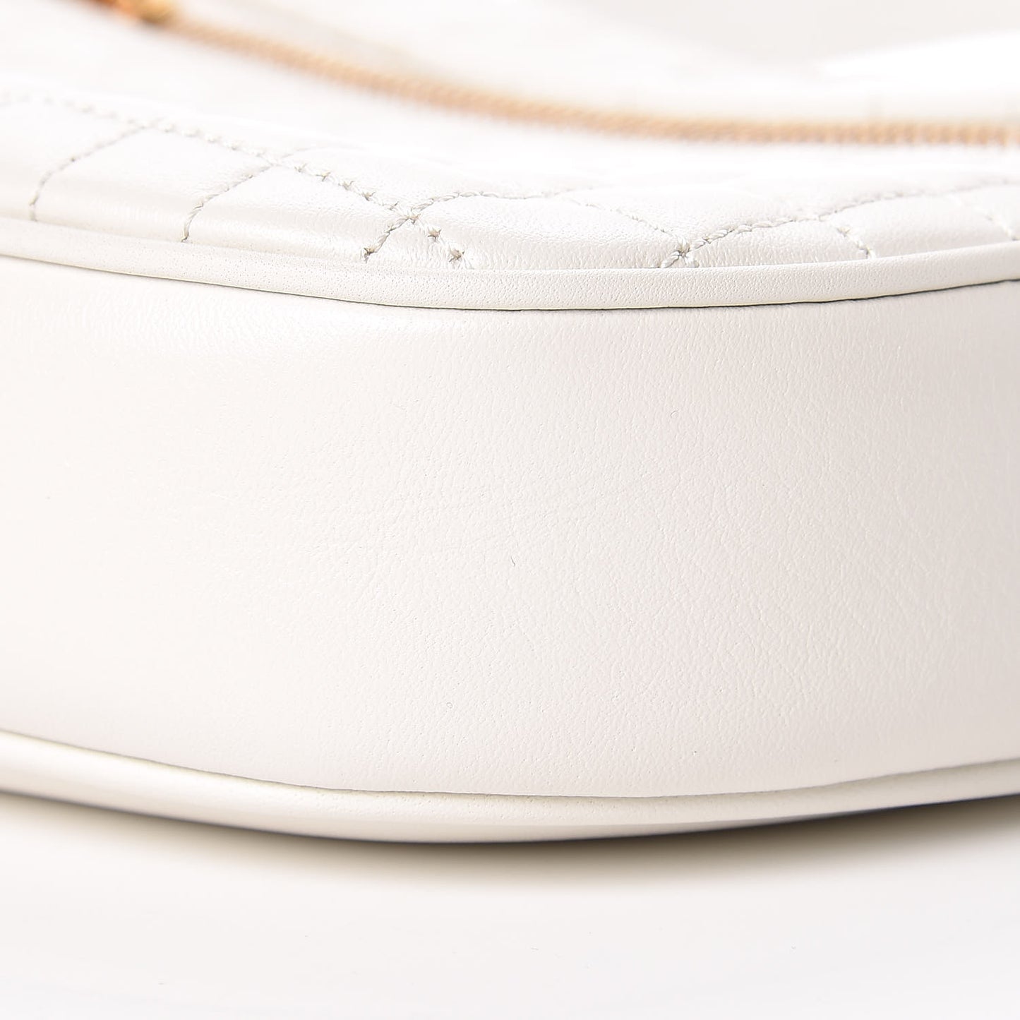 Calfskin Quilted Small C Charm Bag White