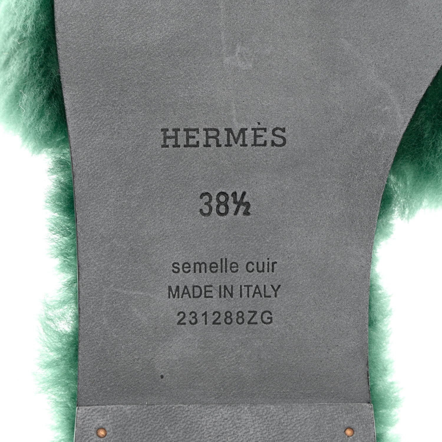 Hermes Woolskin Oran Sandals 38.5 Vert Anglais 7 of 8