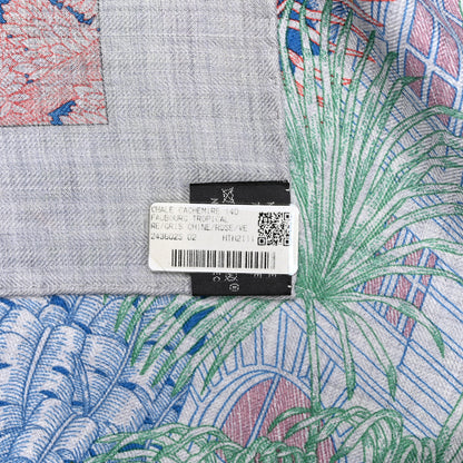 Hermes Cashmere Silk Faubourg Tropical Shawl 140 Gris Chine Rose 3 of 4