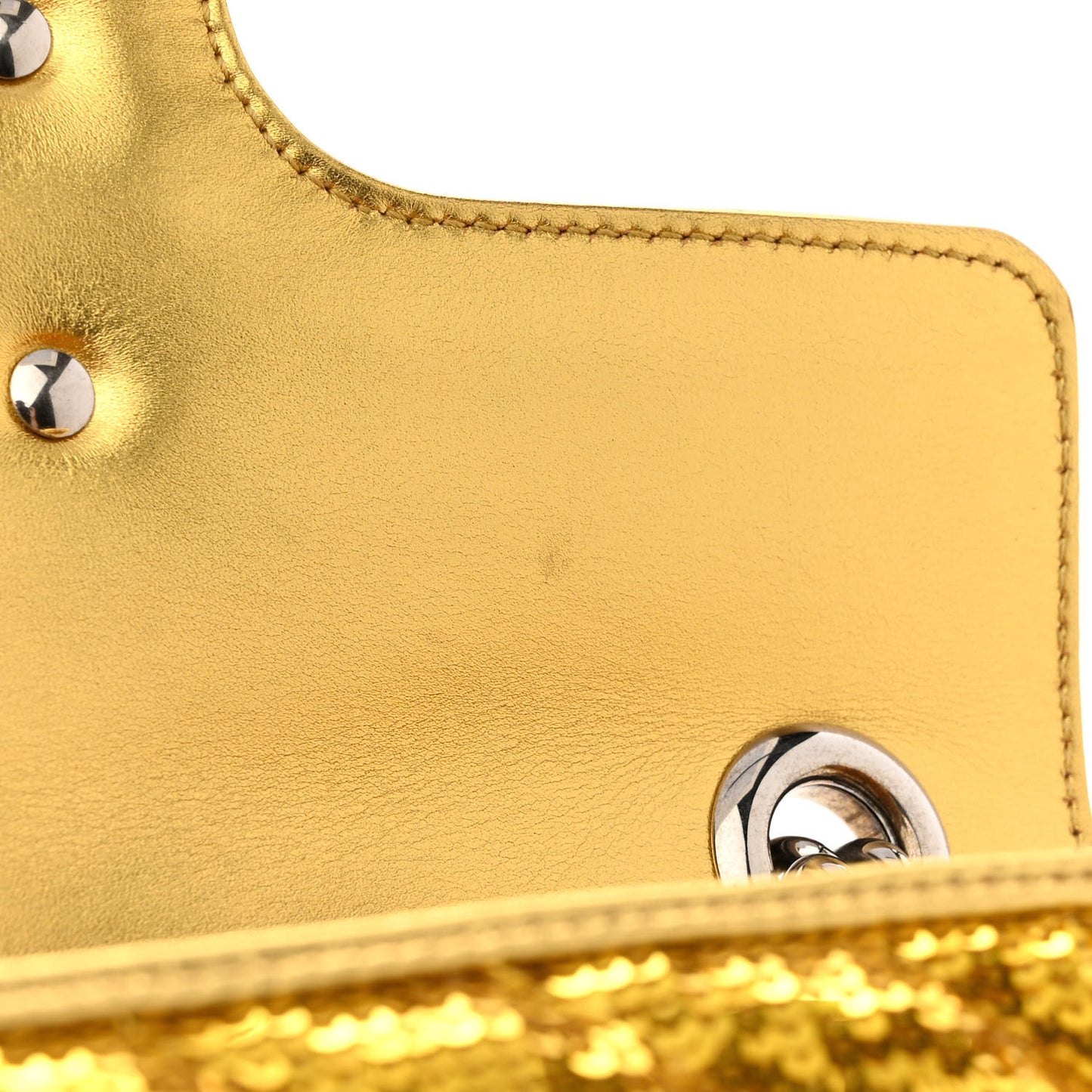 Sequin Matelasse Diagonal Mini GG Marmont Shoulder Bag Gold