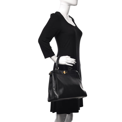 Fendi Vitello Suede Medium Peekaboo Iconic Satchel Black 2 of 15