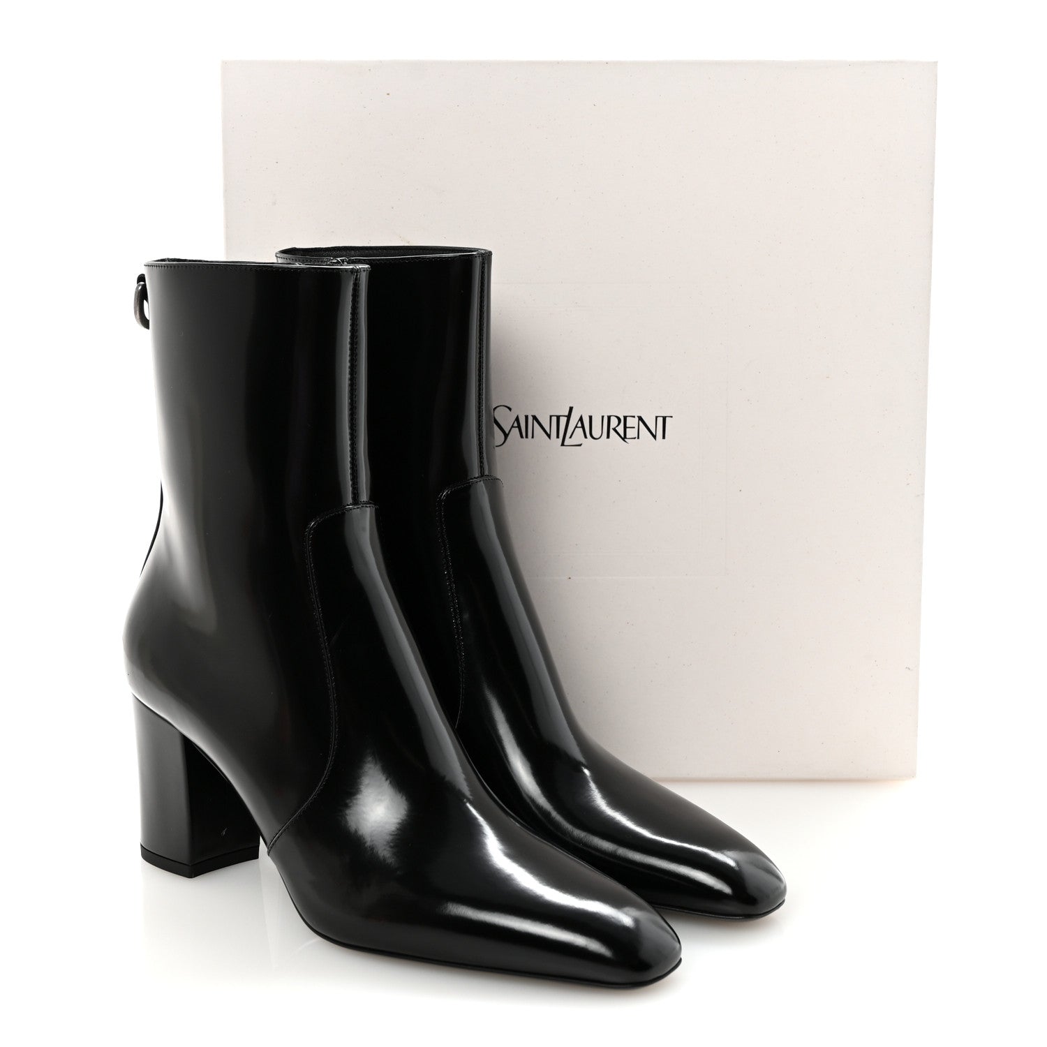 Saint Laurent Vitello Marilyn Betty 70 Ankle Zip Boots 36.5 Black