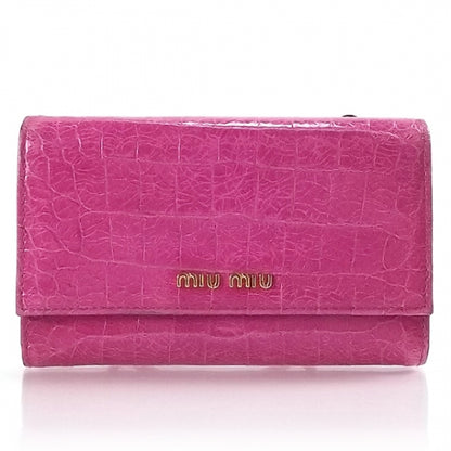 Miu Miu Crocodile Flap Wallet Peonia Fucsia 1 of 10