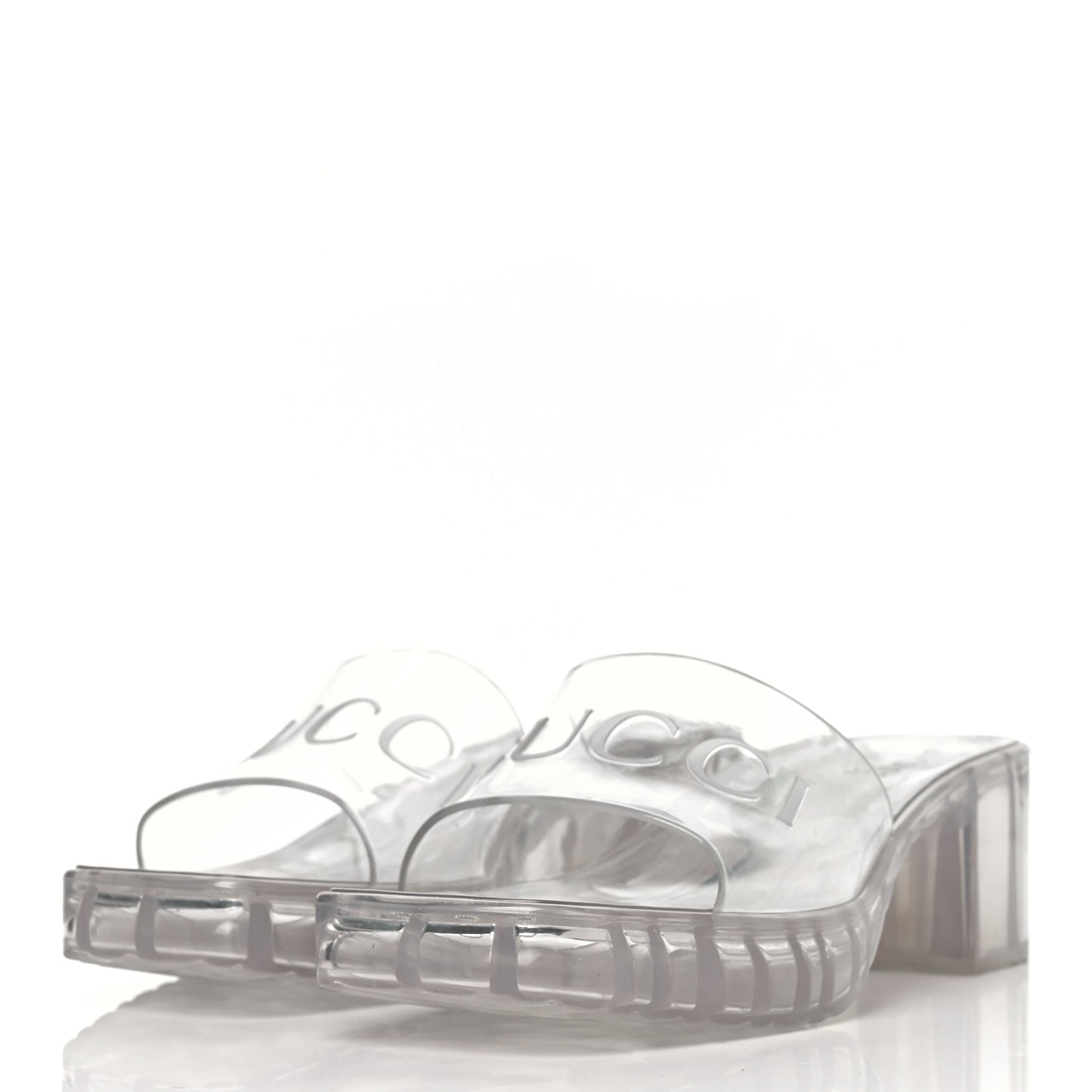 Rubber Gucci Logo Womens Platform 20/60mm Slide Sandals 38 Transparent