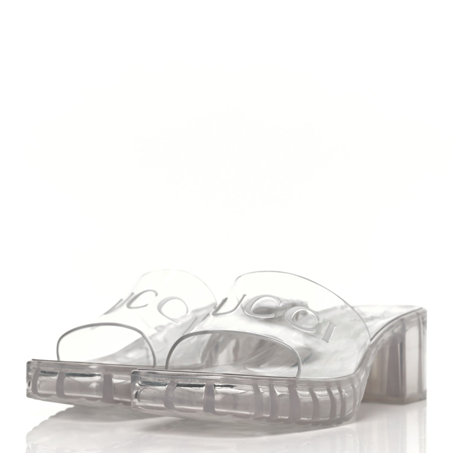 Gucci Rubber Gucci Logo Womens Platform 20/60mm Slide Sandals 38 Transparent 3 of 8