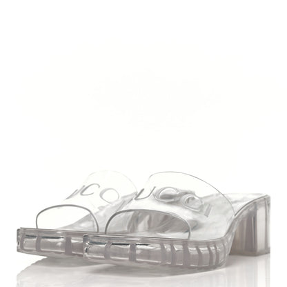 Gucci Rubber Gucci Logo Womens Platform 20/60mm Slide Sandals 38 Transparent 3 of 8