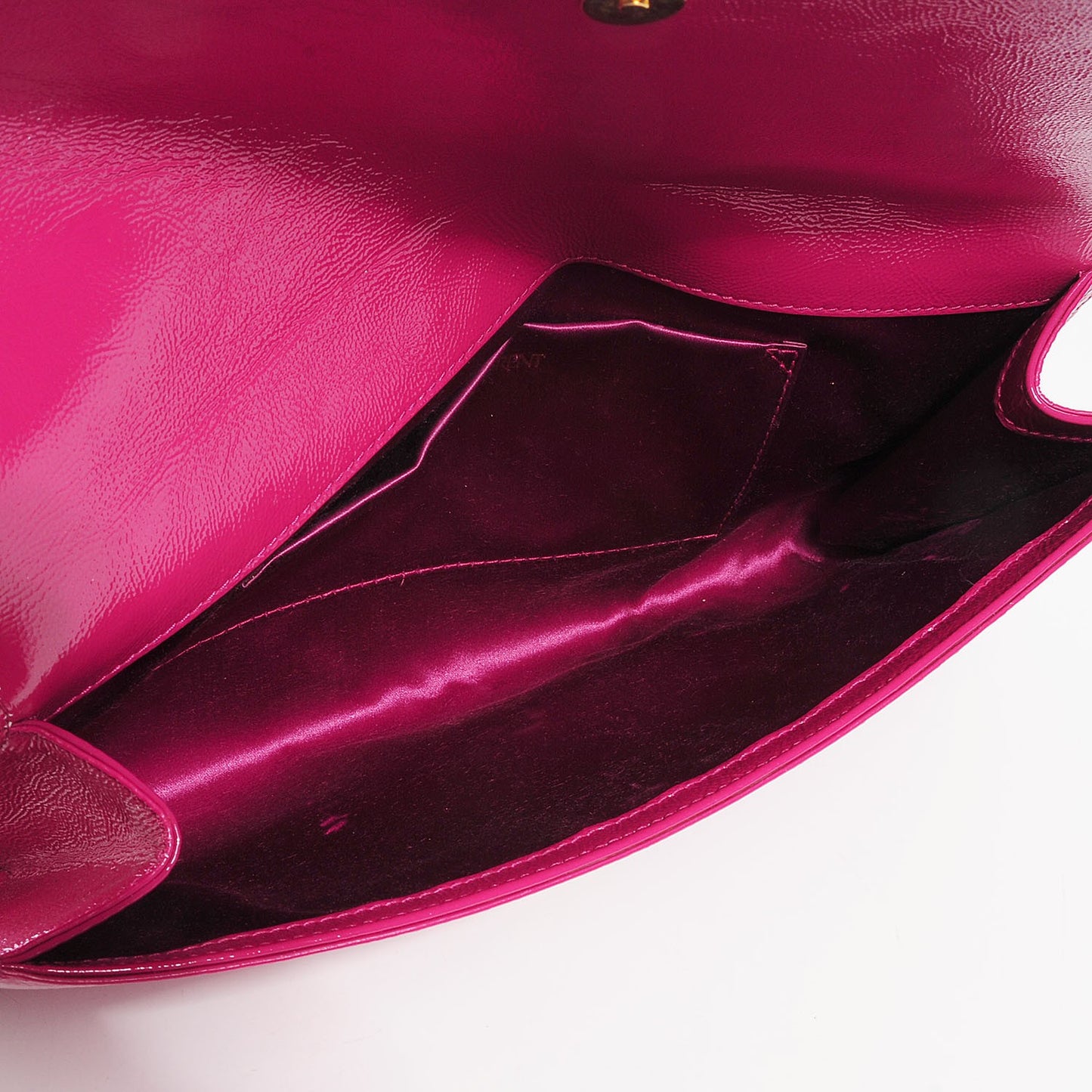 Textured Patent Monogram Large Belle De Jour Clutch Fuchsia