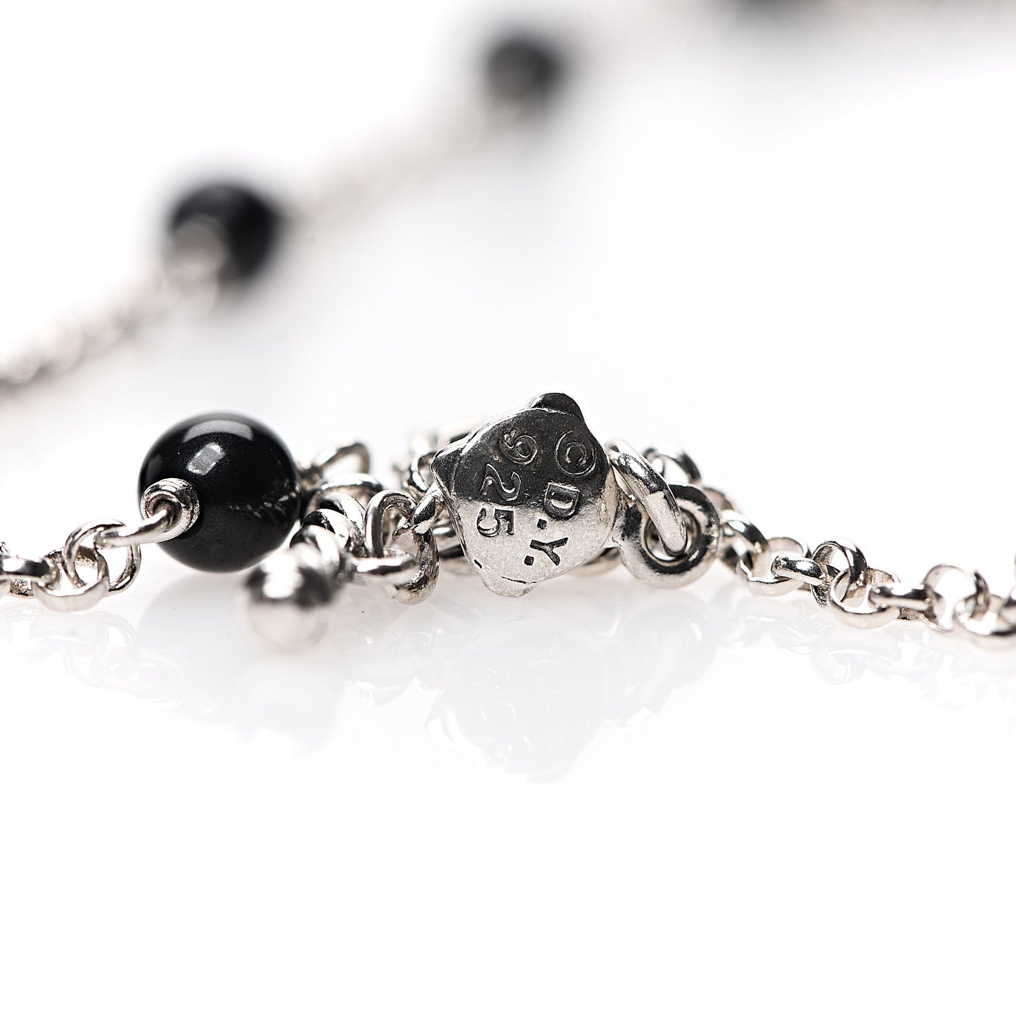 Sterling Silver Black Onyx Station Chain Necklace