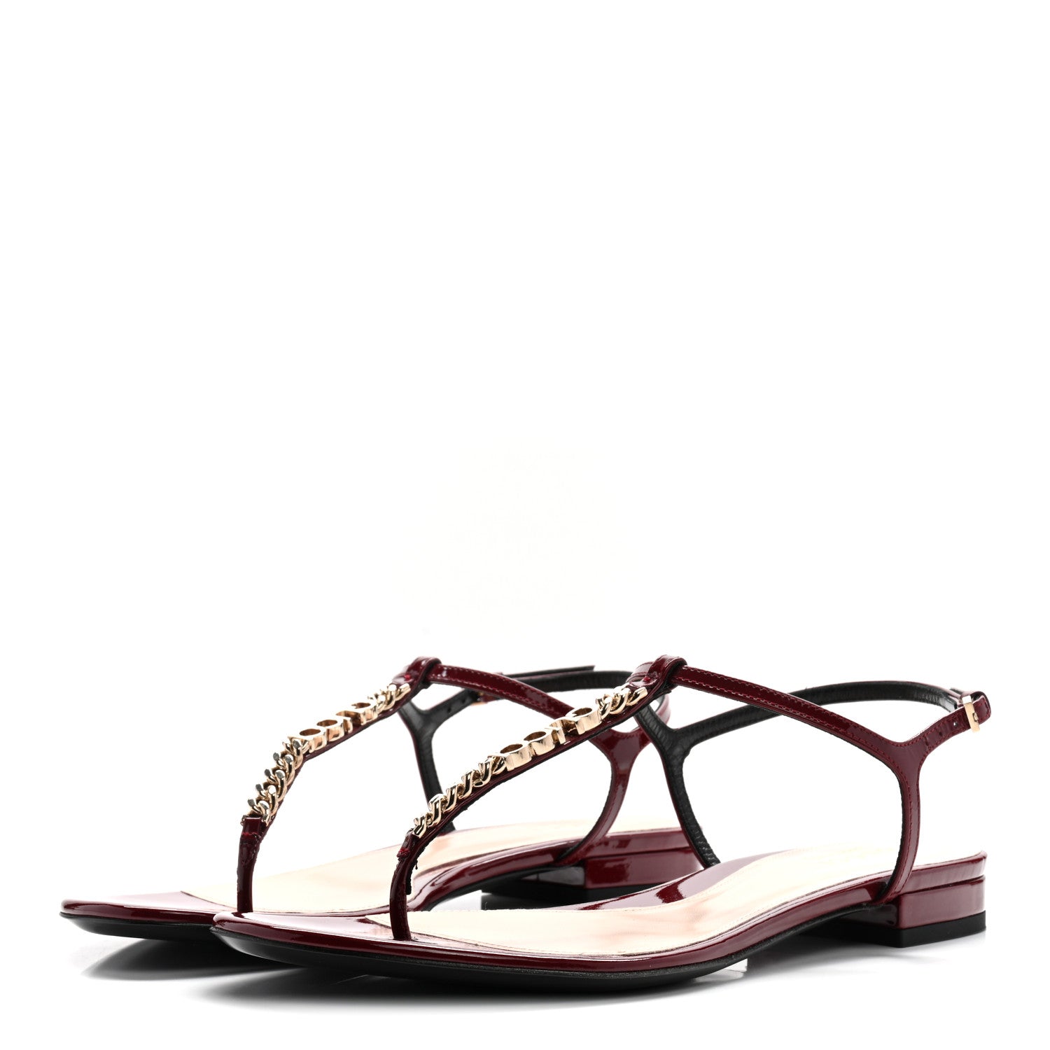 Gucci Vernice Crystal Signoria Thong Sandals 39 Rosso Ancora 4 of 9