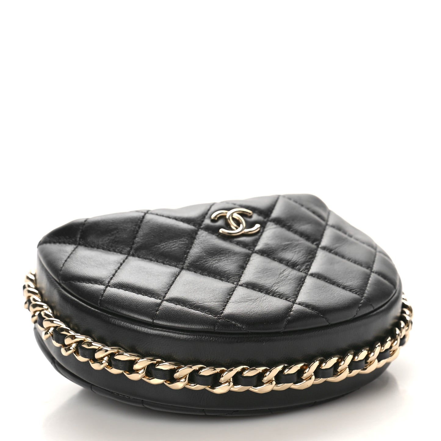 Quilted Chain Around Pouch Black