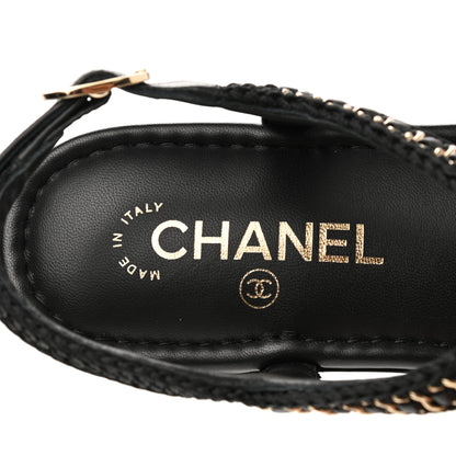 Chanel Lambskin Embroidered CC Thong Sandals 41 Black 7 of 9