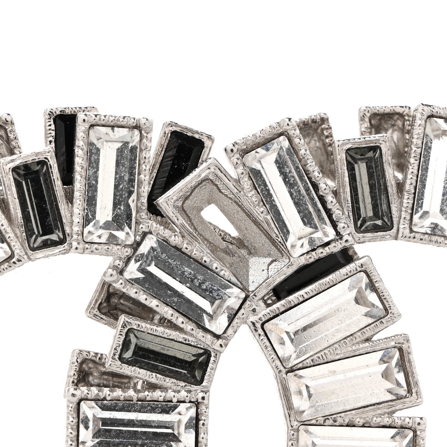 Chanel Crystal Baguette CC Brooch Silver Black 4 of 6