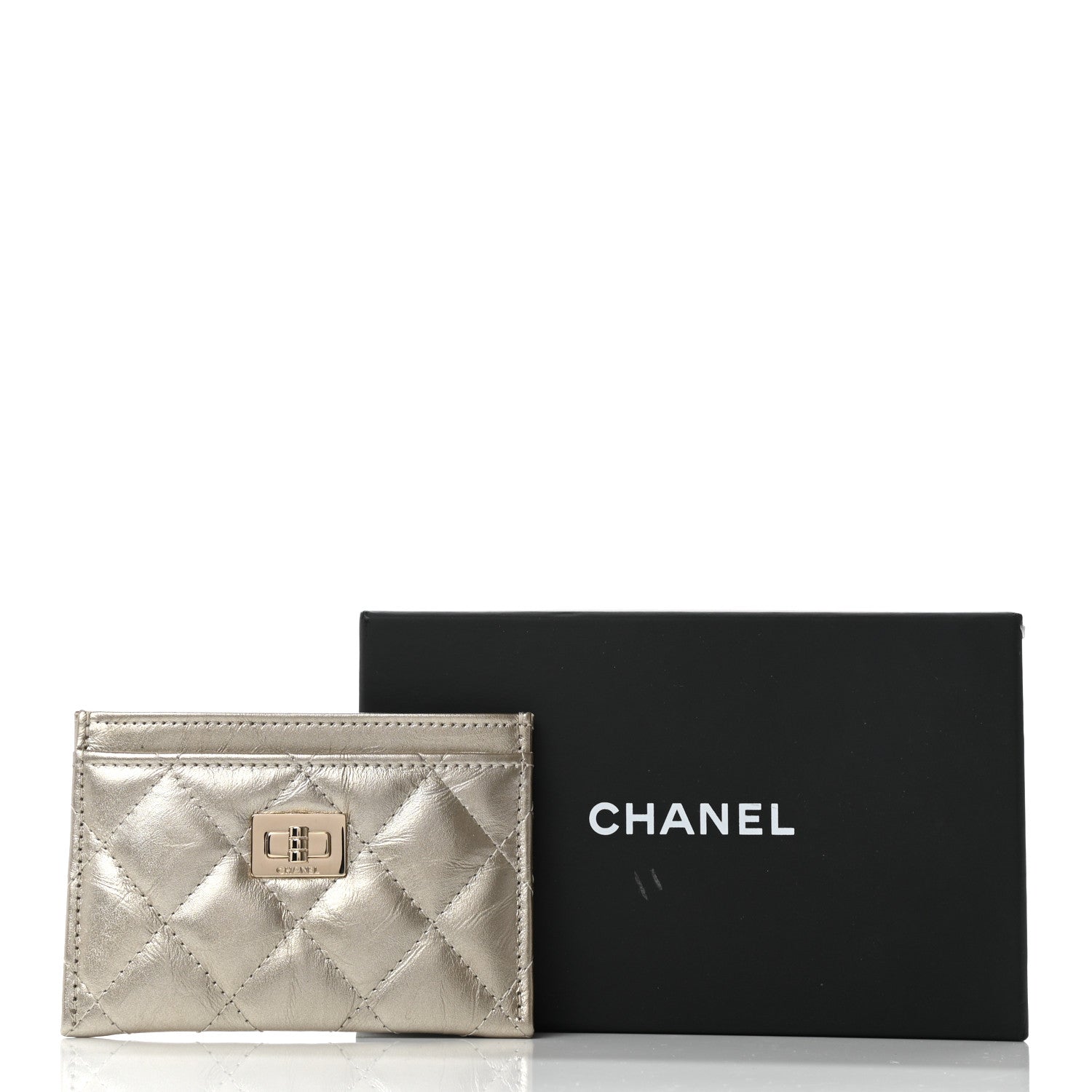 Chanel Metallic Aged Calfskin Quilted Reissue Card Holder Gold 9 of 9