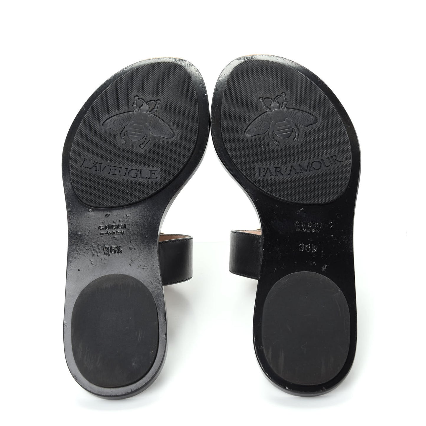 Calfskin GG Marmont Thong Sandals 36.5 Black