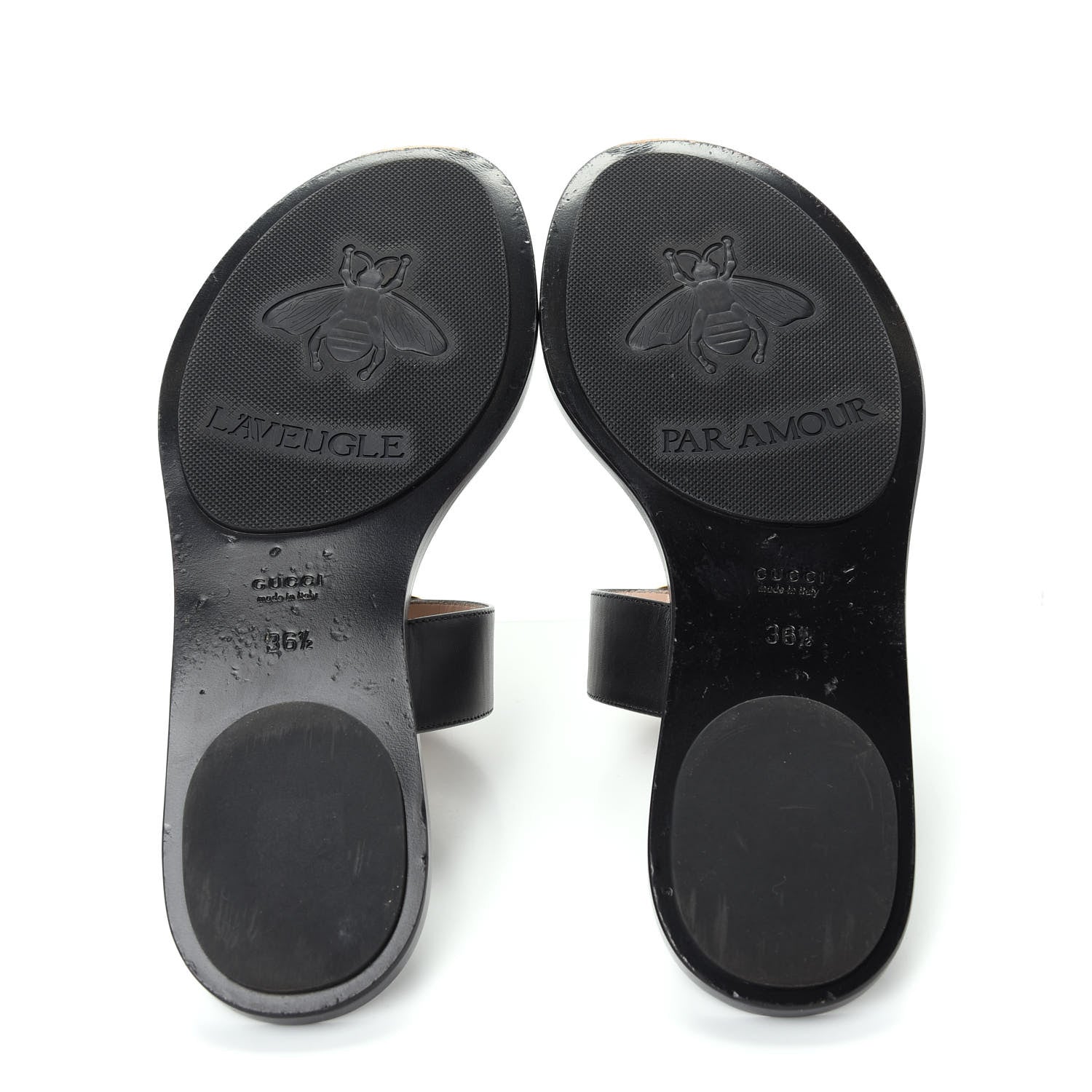 Gucci Calfskin GG Marmont Thong Sandals 36.5 Black 6 of 10