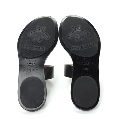 Gucci Calfskin GG Marmont Thong Sandals 36.5 Black 6 of 10