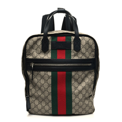 Gucci Soft GG Supreme Monogram Appia Calfskin Web Tote Backpack Beige Ebony Black 1 of 11