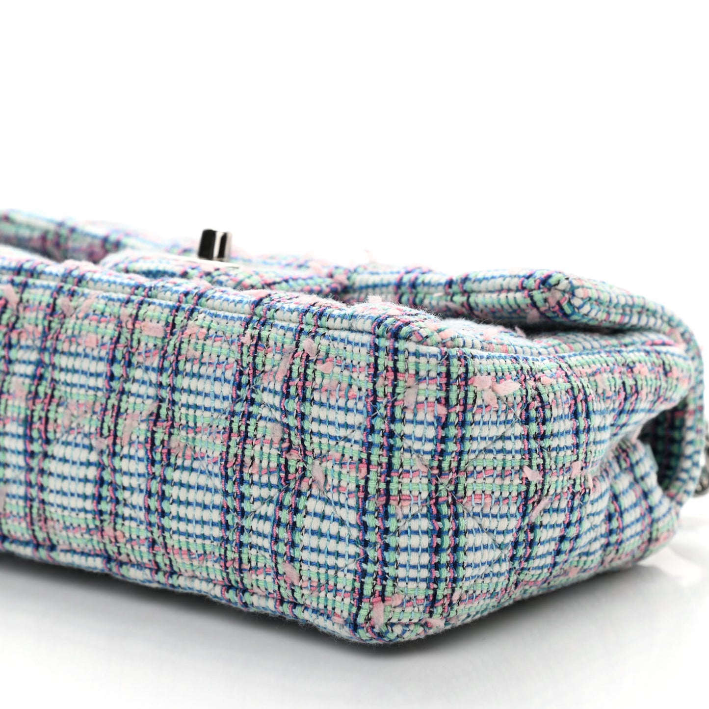 Tweed Quilted Mini Rectangular Flap Blue