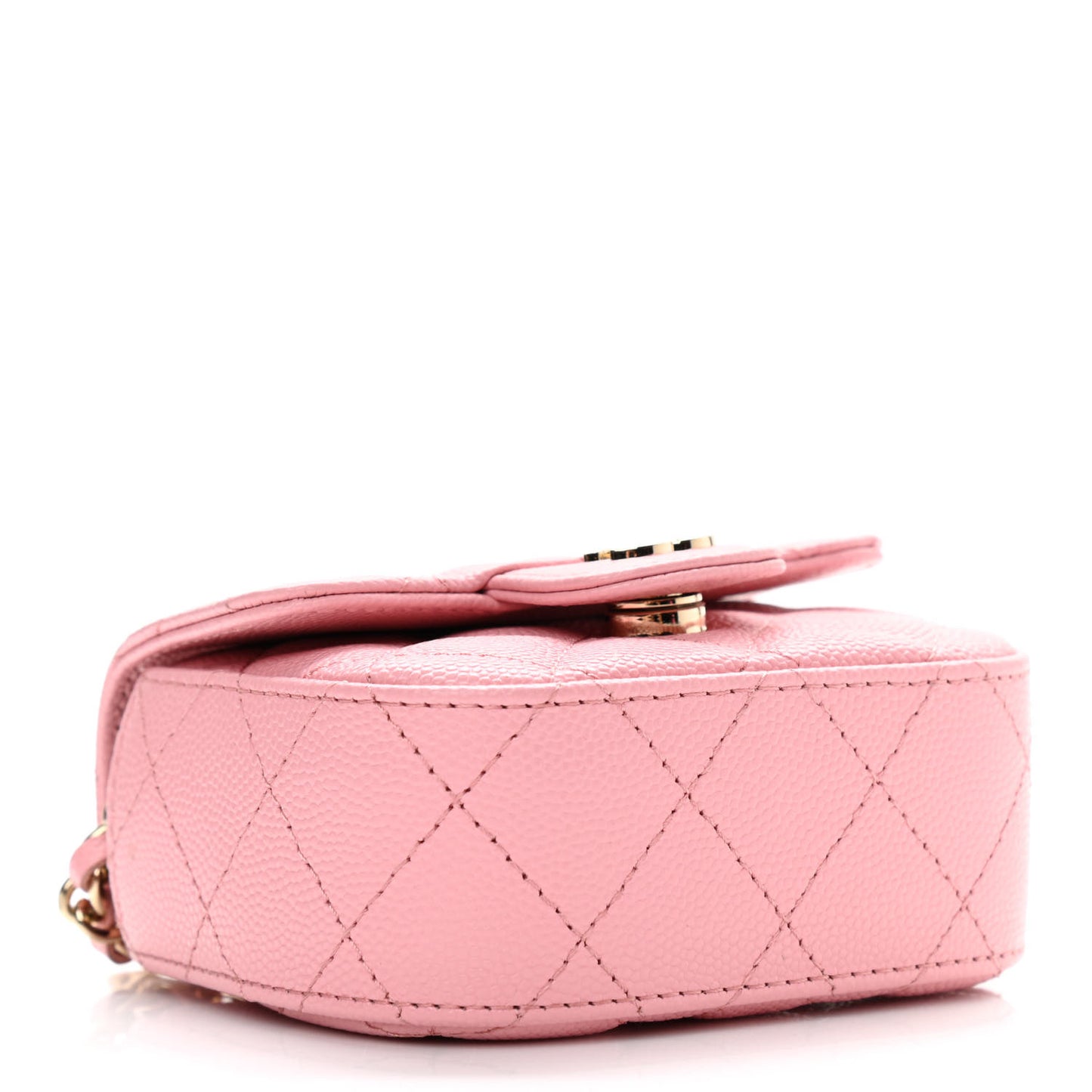 Caviar Quilted Mini Clutch With Chain Pink
