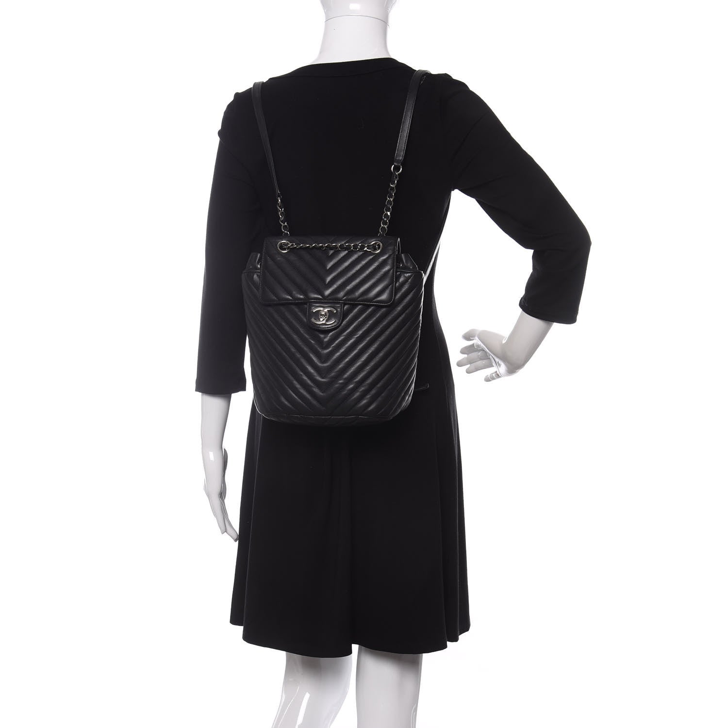 Chanel Calfskin Chevron Quilted Small Urban Spirit Backpack Black 2 of 10