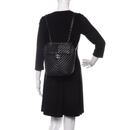 Chanel Calfskin Chevron Quilted Small Urban Spirit Backpack Black 2 of 10