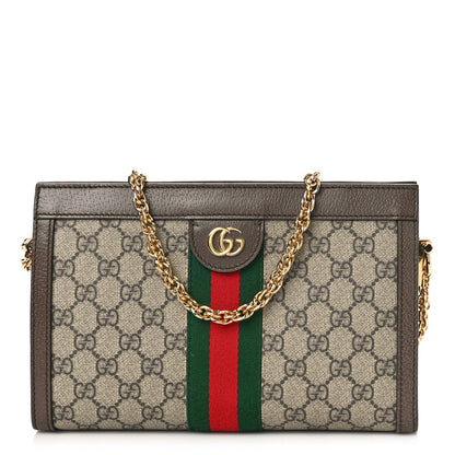 Gucci GG Supreme Monogram Web Small Ophidia Chain Shoulder Bag Brown 1 of 10