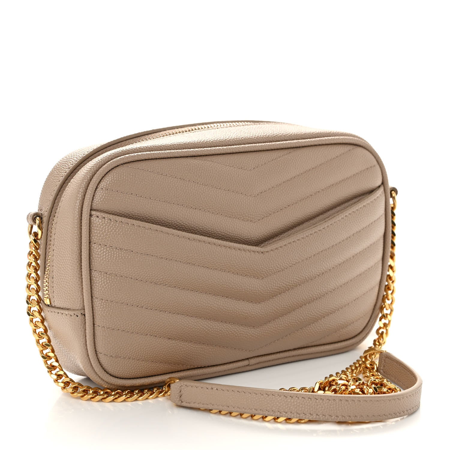 Saint Laurent Grain De Poudre Matelasse Monogram Mini Lou Camera Bag Dark Beige 3 of 9