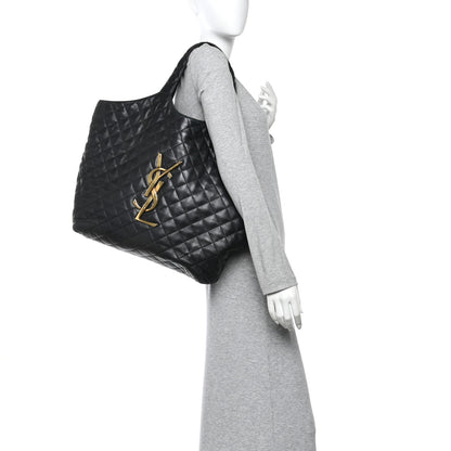 Saint Laurent Lambskin Quilted Maxi Icare Shopping Tote Black 3 of 18