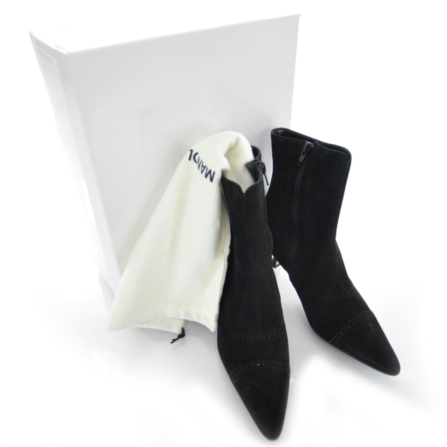 FASHIONPHILE MANOLOBLAHNIKSuedeZipAnkleBoots36.5Black 7 of 7