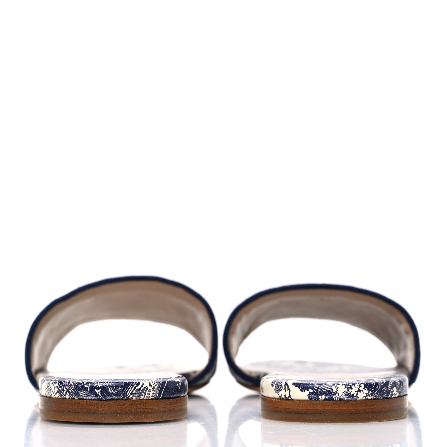 Christian Dior Canvas Toile de Jouy Embroidered Dway Flat Slide Sandals 39 Blue 6 of 11
