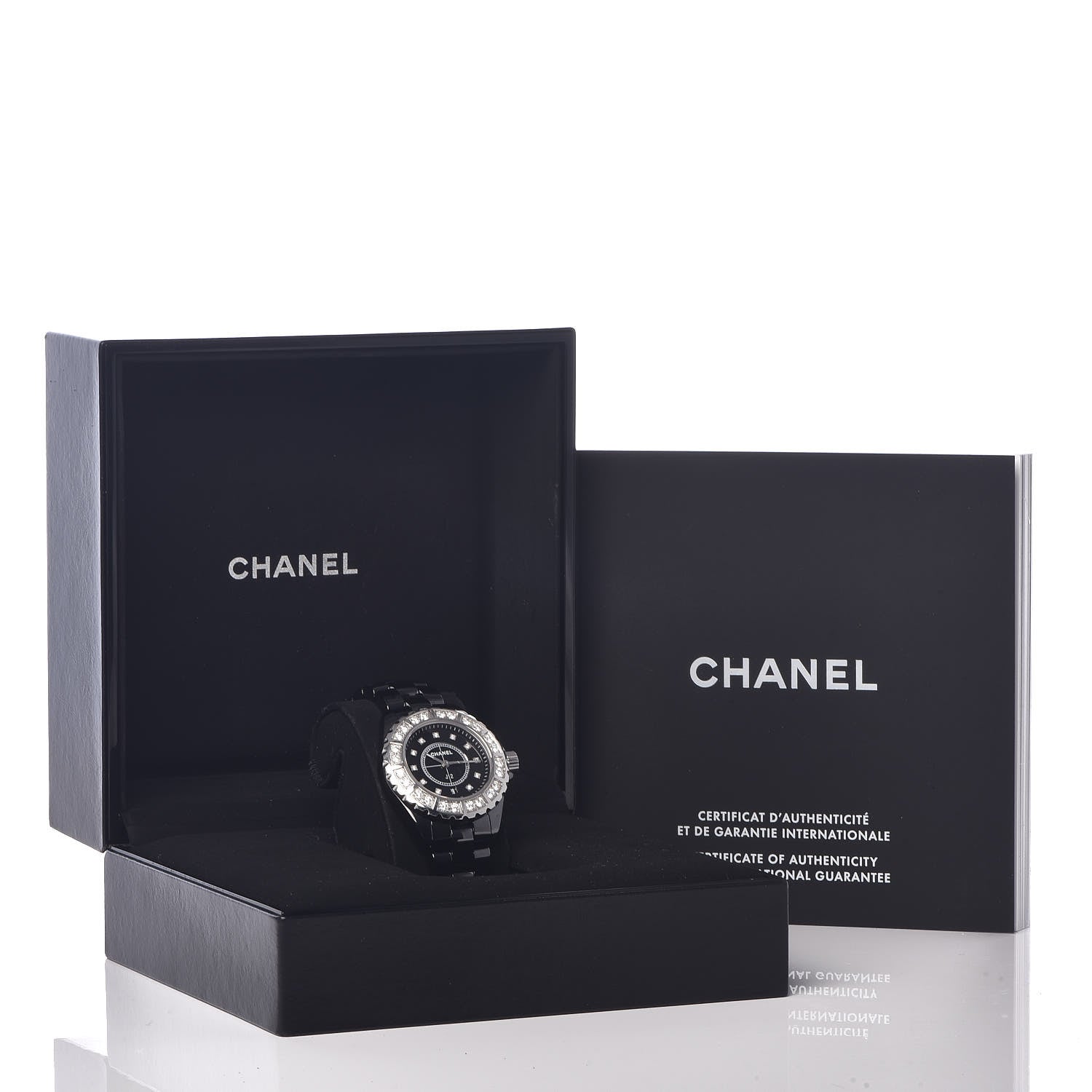 Chanel Stainless Steel Ceramic Diamond Bezel 33mm J12 Quartz Watch Black 6 of 6