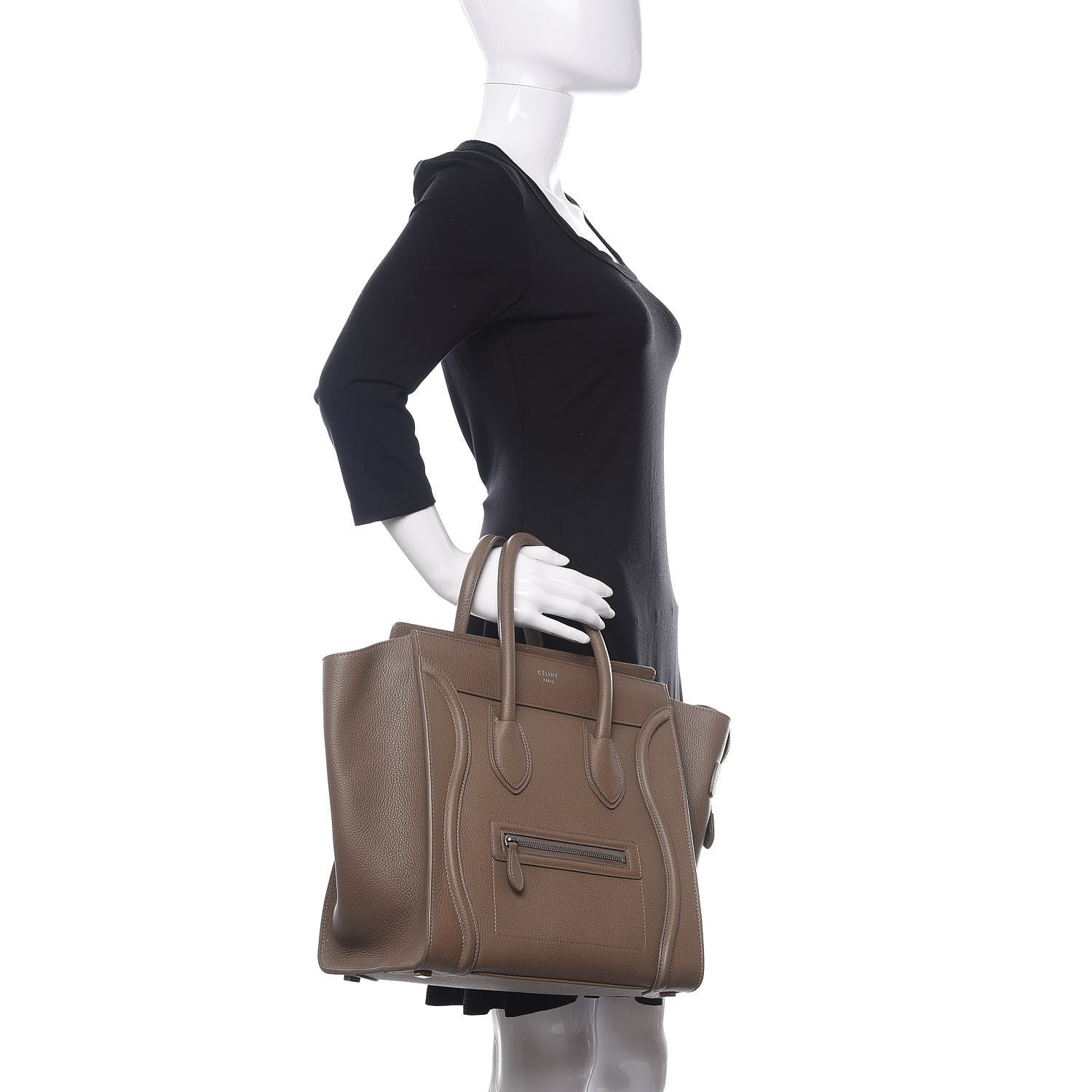 Celine Drummed Calfskin Mini Luggage Souris 2 of 10