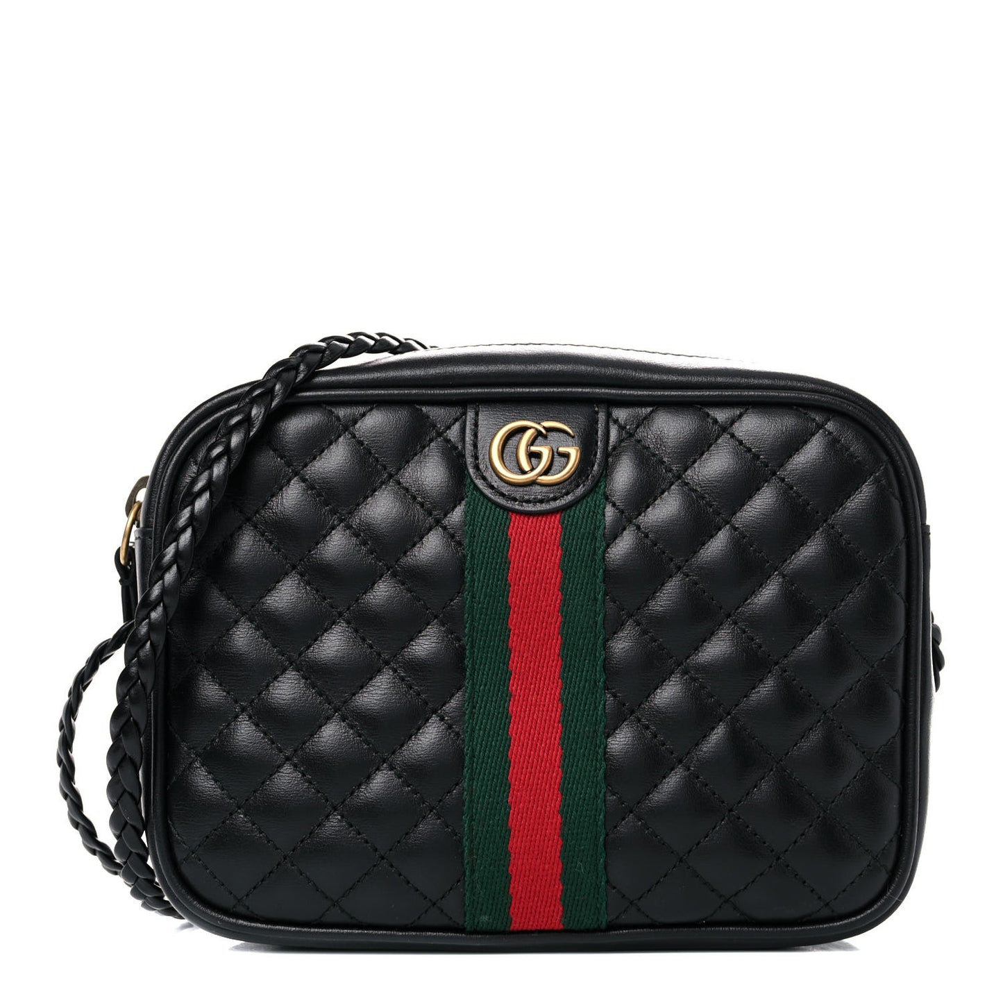 Calfskin Trapuntata Web Mini GG Shoulder Bag Black