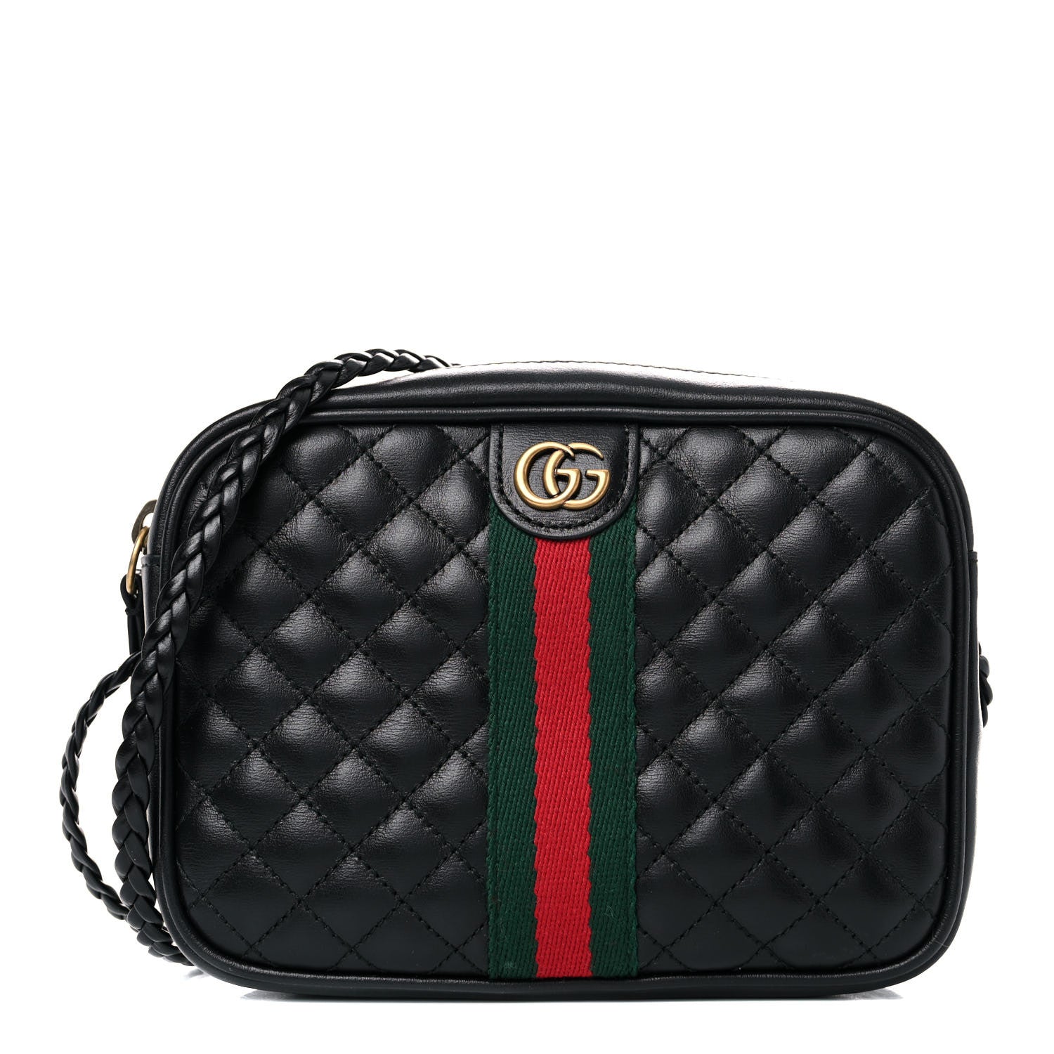 Gucci Calfskin Trapuntata Web Mini GG Shoulder Bag Black 1 of 11