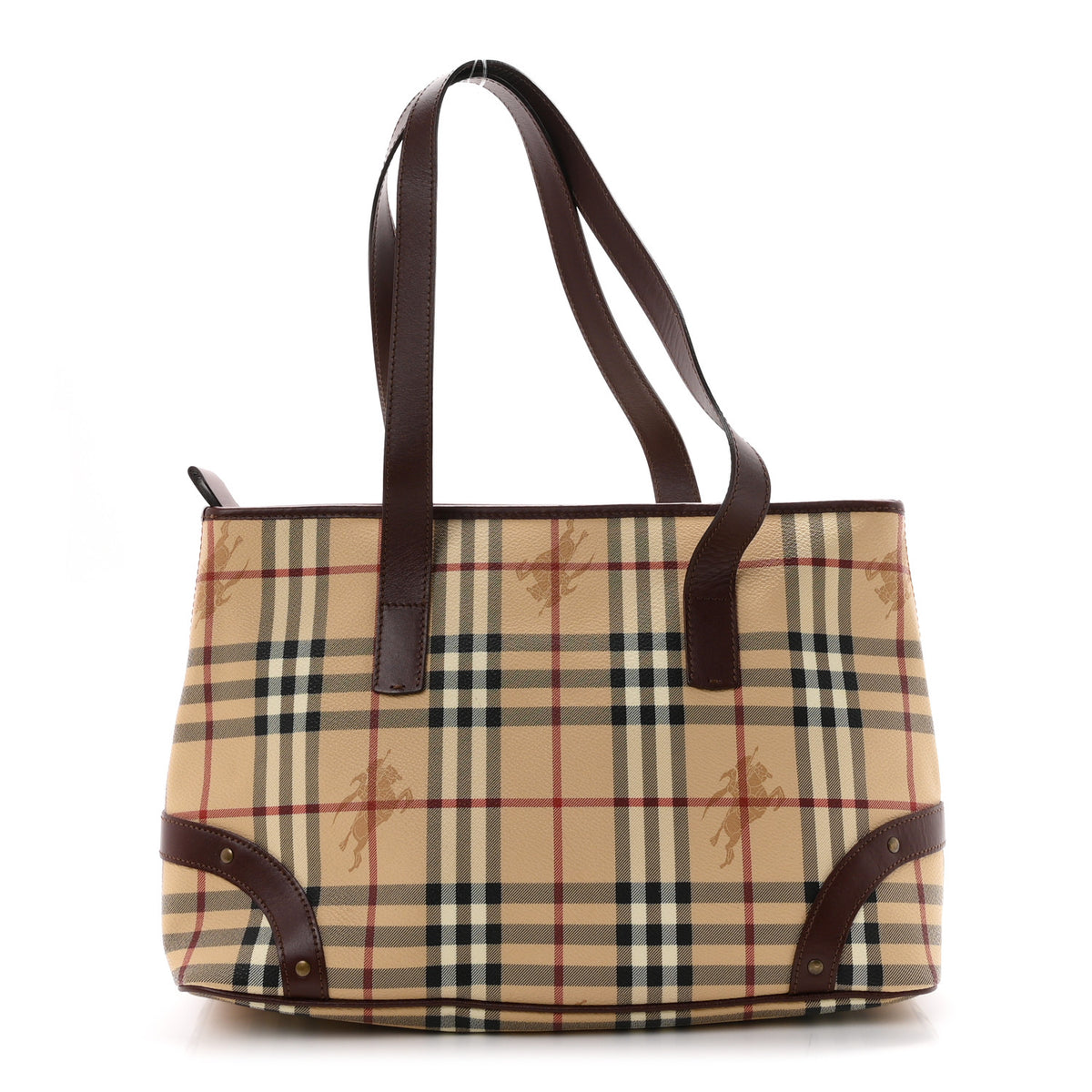 Vintage Check Studded Tote Chocolate