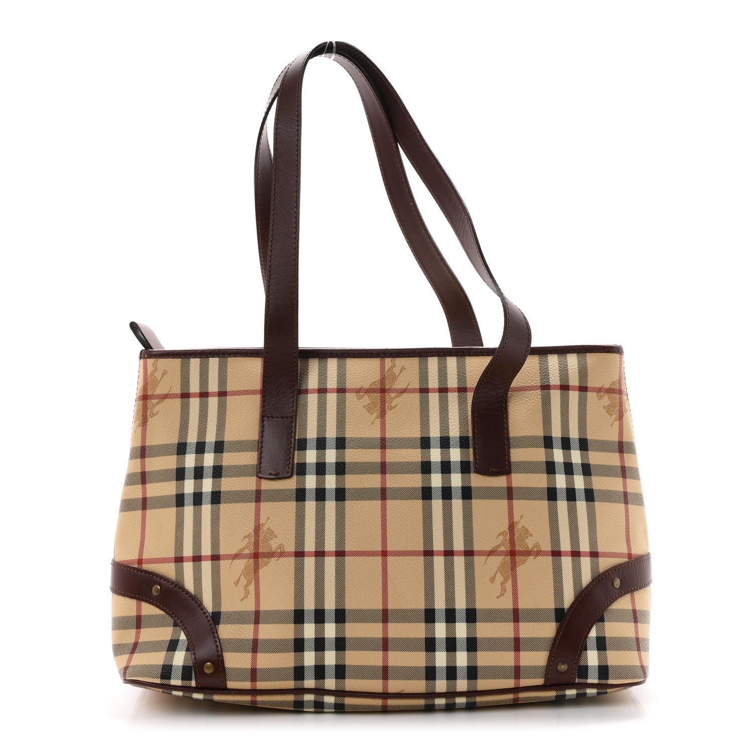 Burberry Vintage Check Studded Tote Chocolate 1 of 10