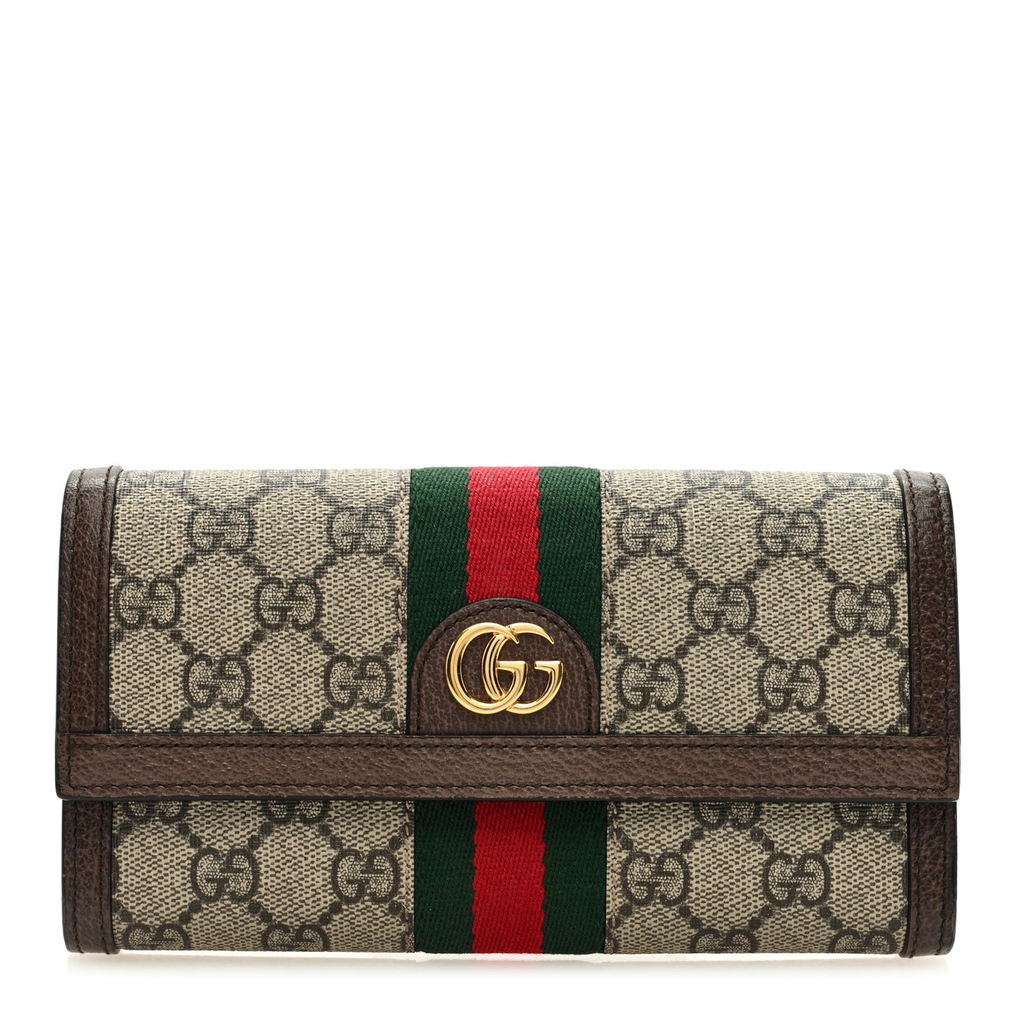 GG Supreme Monogram Web Ophidia Continental Wallet Brown