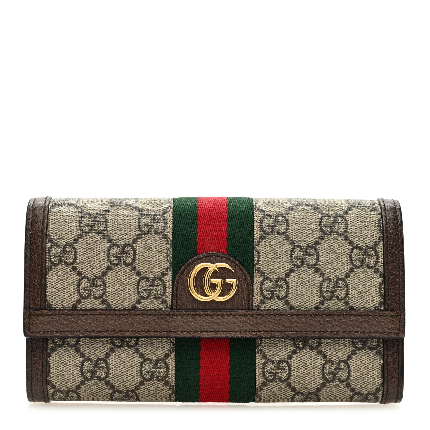 Gucci GG Supreme Monogram Web Ophidia Continental Wallet Brown 1 of 6