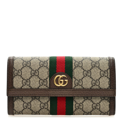 Gucci GG Supreme Monogram Web Ophidia Continental Wallet Brown 1 of 6