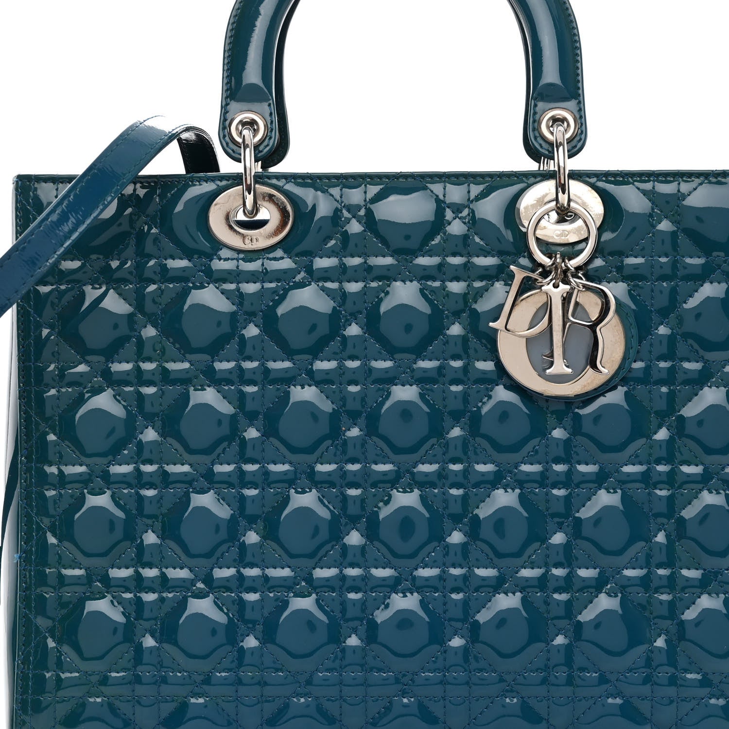 Christian Dior Patent Cannage Large Lady Dior Blue 7 of 10