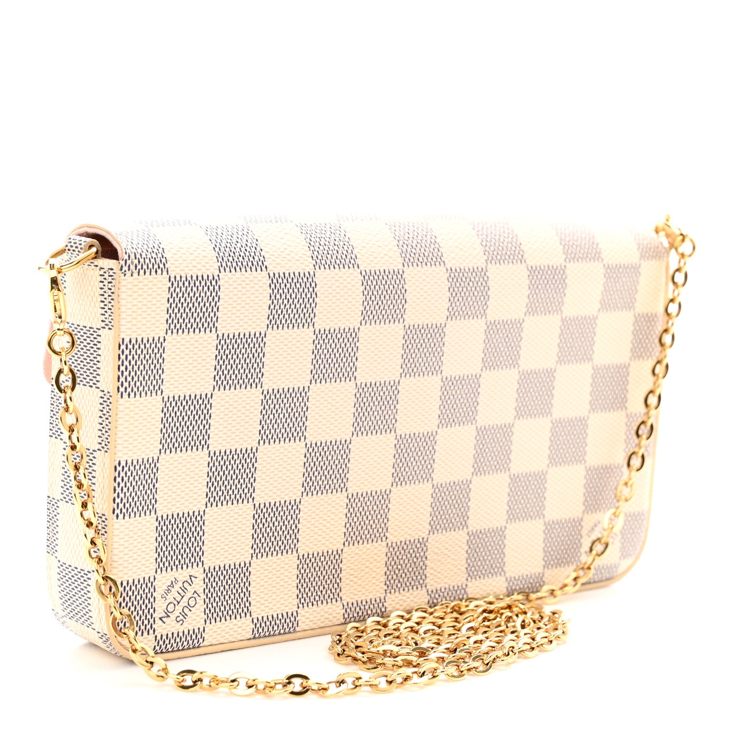 Louis Vuitton Damier Azur Pochette Felicie Chain Wallet Rose Ballerine 3 of 10
