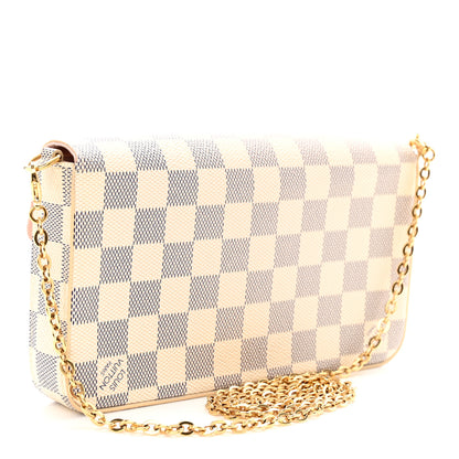 Louis Vuitton Damier Azur Pochette Felicie Chain Wallet Rose Ballerine 3 of 10