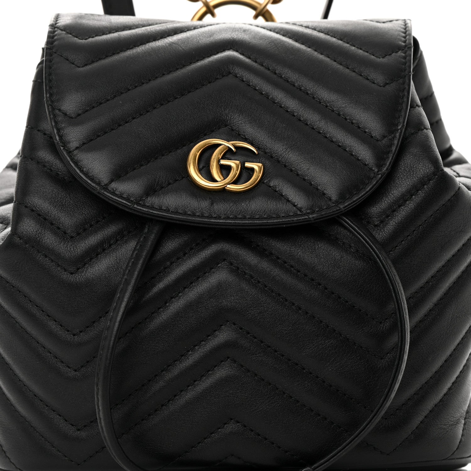 Gucci Calfskin Matelasse GG Marmont Flap Backpack Black 8 of 14
