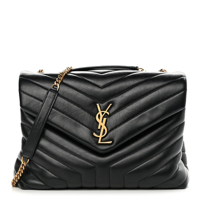 Saint Laurent Calfskin Y Quilted Monogram Medium Loulou Chain Satchel Black 1 of 11