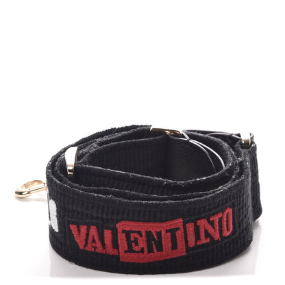 Valentino Garavani X JAMIE REID Canvas Embroidered Rockstud Guitar Strap Black 1 of 6