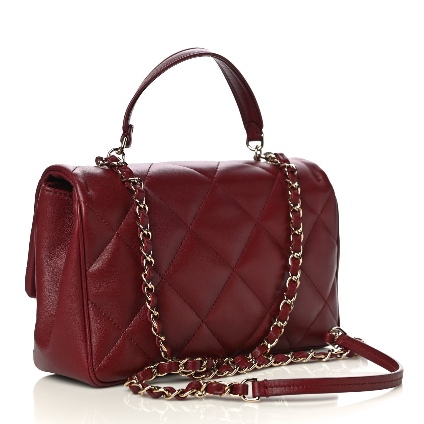 Lambskin Quilted Easy Carry Flap Burgundy