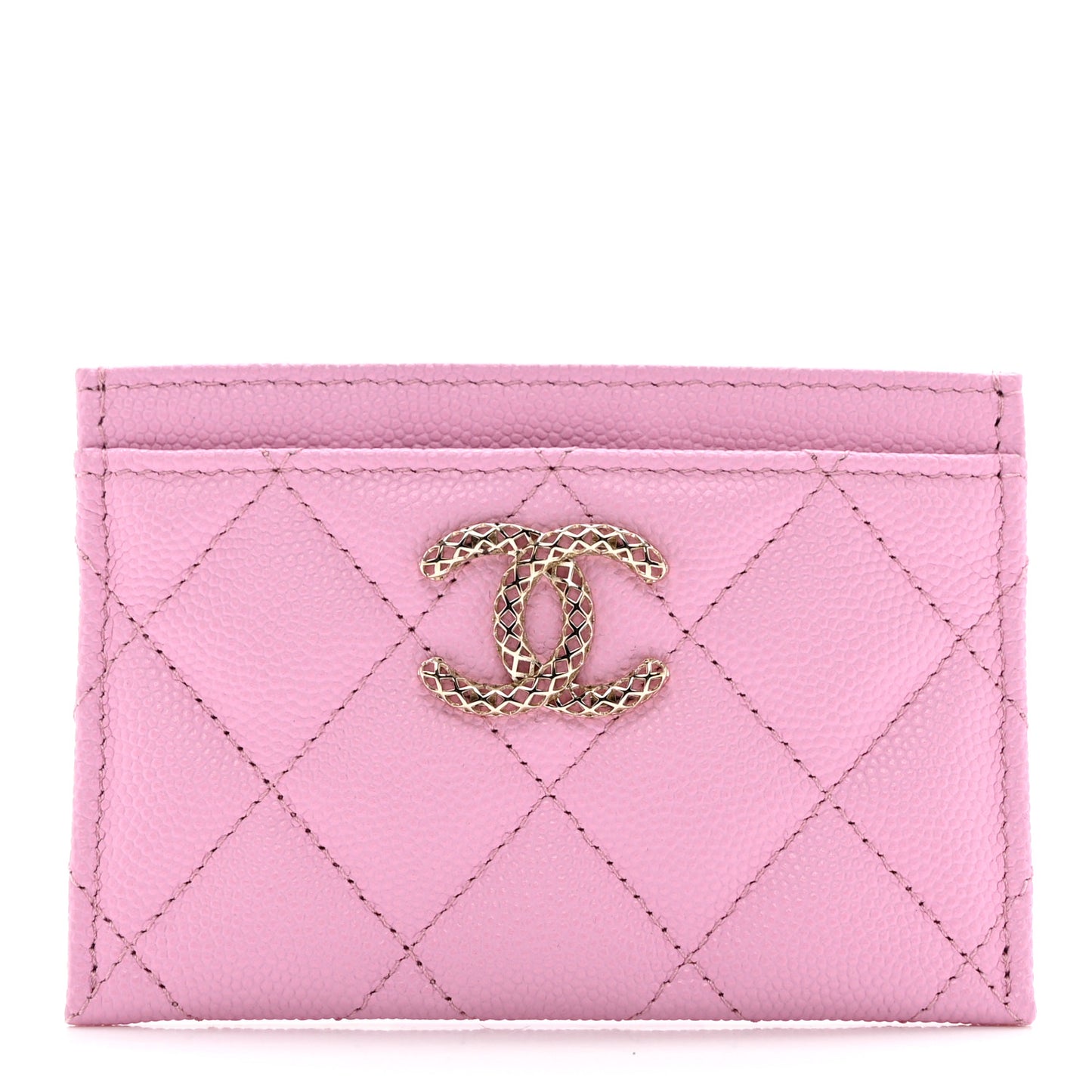 Caviar Metal Perforated Quilted Card Holder Lilas