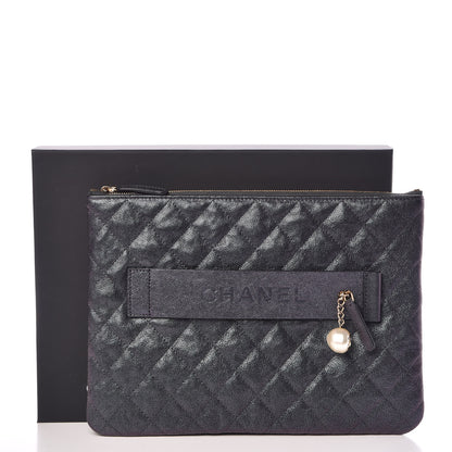 Chanel Iridescent Caviar Medium Night by the C Pouch Clutch Black 9 of 9